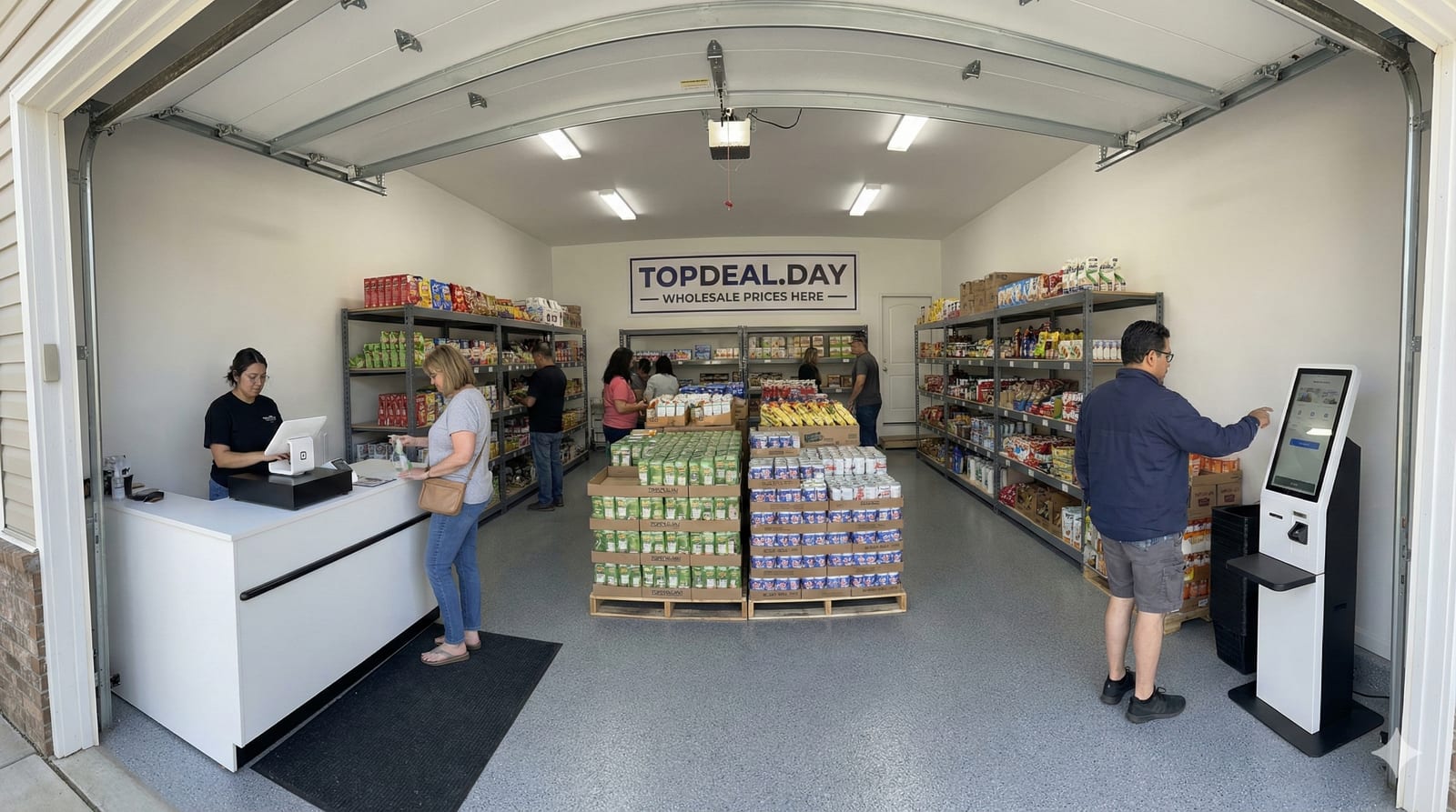 Inventory staged inside a TopDeal receiving area
